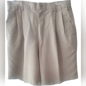 Arnold Palmer Mens Golf Shorts 32 Tan Beige Khaki Pleated Walking Bermuda Casual